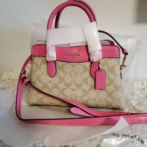 NWT Coach Signature Darcie Carryall Light Khalki Petunia